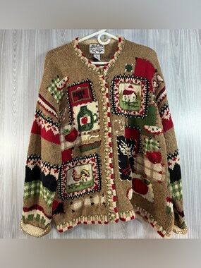 Vintage Heirloom Collectibles Cottagecore Grandma Country Apple Knit Cardigan L